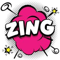 zing comico luminosa modello con discorso bolle su colorato montatura vettore