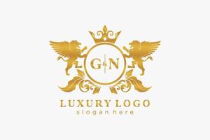 iniziale gn lettera Leone reale lusso logo modello nel vettore arte per ristorante, regalità, boutique, bar, Hotel, araldico, gioielleria, moda e altro vettore illustrazione.