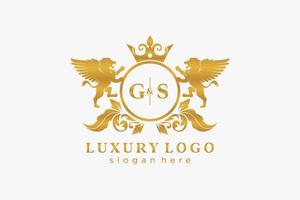 iniziale gs lettera Leone reale lusso logo modello nel vettore arte per ristorante, regalità, boutique, bar, Hotel, araldico, gioielleria, moda e altro vettore illustrazione.