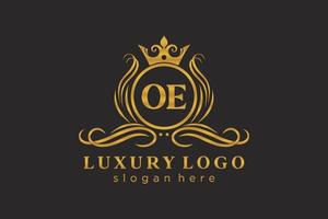 iniziale oe lettera reale lusso logo modello nel vettore arte per ristorante, regalità, boutique, bar, Hotel, araldico, gioielleria, moda e altro vettore illustrazione.