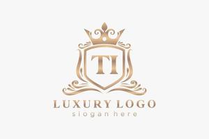 iniziale ti lettera reale lusso logo modello nel vettore arte per ristorante, regalità, boutique, bar, Hotel, araldico, gioielleria, moda e altro vettore illustrazione.