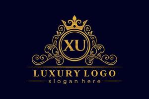 xu iniziale lettera oro calligrafico femminile floreale mano disegnato araldico monogramma antico Vintage ▾ stile lusso logo design premio vettore