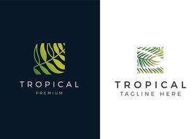 esotico e lusso tropicale foglia logo design modello. vettore