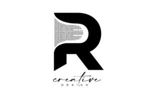 r lettera logo design con creativo lettera r fatto di nero testo font struttura vettore