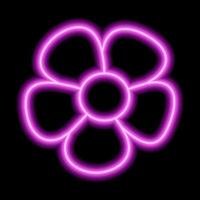 neon rosa fiore con petali su un' nero sfondo. semplice illustrazione vettore