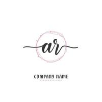 ar iniziale grafia e firma logo design con cerchio. bellissimo design manoscritto logo per moda, squadra, nozze, lusso logo. vettore