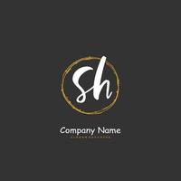 sh iniziale grafia e firma logo design con cerchio. bellissimo design manoscritto logo per moda, squadra, nozze, lusso logo. vettore