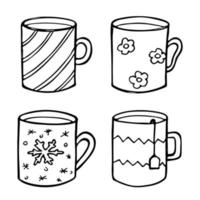 carino tazza di tè e caffè illustrazione. semplice boccale clipart. accogliente casa scarabocchio impostato vettore