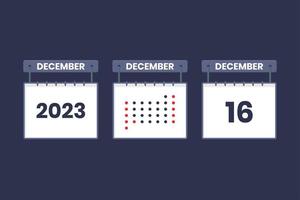 2023 calendario design dicembre 16 icona. 16 ° dicembre calendario orario, appuntamento, importante Data concetto. vettore