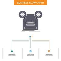 disco. registrazione. retrò. nastro. musica attività commerciale flusso grafico design con 3 passi. glifo icona per presentazione sfondo modello posto per testo. vettore