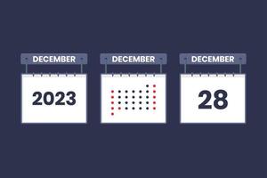 2023 calendario design dicembre 28 icona. 28th dicembre calendario orario, appuntamento, importante Data concetto. vettore