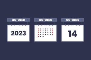 2023 calendario design ottobre 14 icona. 14 ottobre calendario orario, appuntamento, importante Data concetto. vettore
