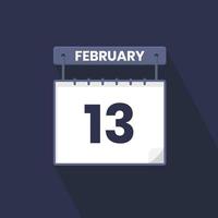 13 ° febbraio calendario icona. febbraio 13 calendario Data mese icona vettore illustratore
