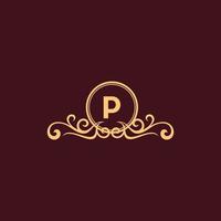 lettera p ornamento lusso monogramma logo vettore