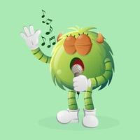 carino verde mostro cantando, cantare un' canzone vettore