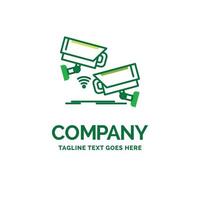 cctv. telecamera. sicurezza. sorveglianza. tecnologia piatto attività commerciale logo modello. creativo verde marca nome design. vettore