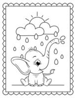 bambino elefante colorazione pagina, carino elefante linea arte. elefante linea arte disegno vettore