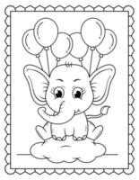 bambino elefante colorazione pagina, carino elefante linea arte. elefante linea arte disegno vettore