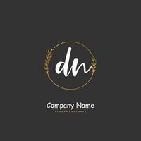 dn iniziale grafia e firma logo design con cerchio. bellissimo design manoscritto logo per moda, squadra, nozze, lusso logo. vettore