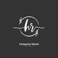 hr iniziale grafia e firma logo design con cerchio. bellissimo design manoscritto logo per moda, squadra, nozze, lusso logo. vettore