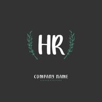 hr iniziale grafia e firma logo design con cerchio. bellissimo design manoscritto logo per moda, squadra, nozze, lusso logo. vettore