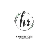 hr iniziale grafia e firma logo design con cerchio. bellissimo design manoscritto logo per moda, squadra, nozze, lusso logo. vettore