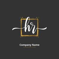 hr iniziale grafia e firma logo design con cerchio. bellissimo design manoscritto logo per moda, squadra, nozze, lusso logo. vettore