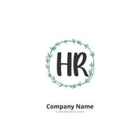 hr iniziale grafia e firma logo design con cerchio. bellissimo design manoscritto logo per moda, squadra, nozze, lusso logo. vettore