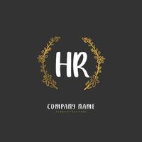 hr iniziale grafia e firma logo design con cerchio. bellissimo design manoscritto logo per moda, squadra, nozze, lusso logo. vettore