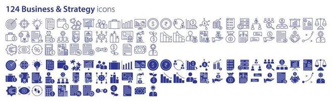 collezione di icone relazionato per attività commerciale e finanza strategia, Compreso icone piace investimento, analisi, economia, i soldi e di più. vettore illustrazioni, pixel Perfetto