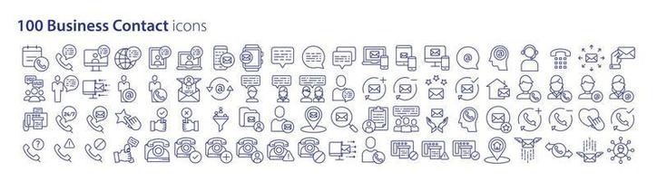 collezione di icone relazionato per attività commerciale contatto informazione, Compreso icone piace Telefono Chiacchierare, e-mail, sostegno, contatti e di più. vettore illustrazioni, pixel Perfetto