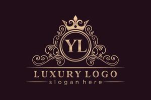 yl iniziale lettera oro calligrafico femminile floreale mano disegnato araldico monogramma antico Vintage ▾ stile lusso logo design premio vettore