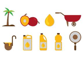 Set di icone di olio di palma vettore