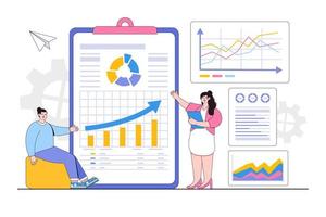 piatto statistico e dati analisi per attività commerciale finanza investimento concetto. schema design stile minimo vettore illustrazione