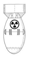 vettore nero e bianca contorno illustrazione di un' nucleare bomba