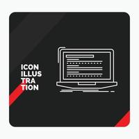rosso e nero creativo presentazione sfondo per codice. codifica. computer. monoblocco. il computer portatile linea icona vettore
