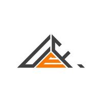 uef lettera logo creativo design con vettore grafico, uef semplice e moderno logo nel triangolo forma.