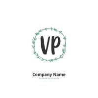 vp iniziale grafia e firma logo design con cerchio. bellissimo design manoscritto logo per moda, squadra, nozze, lusso logo. vettore