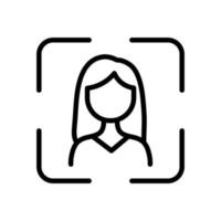 viso donna vettore id biometrico icona facciale riconoscimento per applicazioni e siti web. sistema cartello rivelazione simbolo lettura processi identificazione di persona