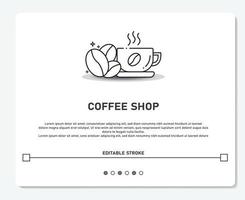 caffè logo con fagioli e tazza semplice vettore modificabile ictus