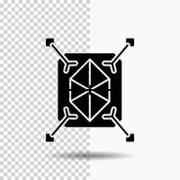 oggetto. prototipazione. rapido. struttura. 3d glifo icona su trasparente sfondo. nero icona vettore