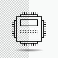 processore. hardware. computer. pc. tecnologia linea icona su trasparente sfondo. nero icona vettore illustrazione