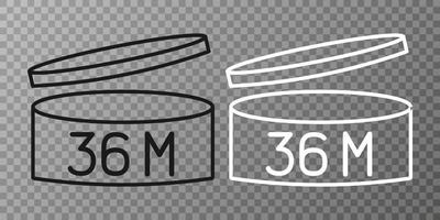 icona della data di scadenza 36 mesi. punto dopo il simbolo di apertura. illustrazione vettoriale. vettore