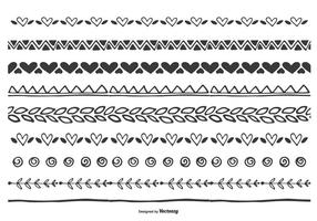 Insieme disegnato a mano sveglio del bordo della foglia del cuore vettore