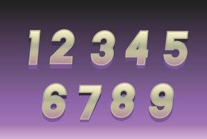 metallico numeri font vettore