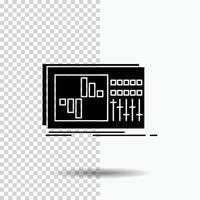 controllo. equalizzatore. equalizzazione. suono. studio glifo icona su trasparente sfondo. nero icona vettore
