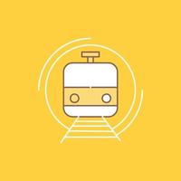 la metropolitana. treno. inteligente. pubblico. trasporto piatto linea pieno icona. bellissimo logo pulsante al di sopra di giallo sfondo per ui e ux. sito web o mobile applicazione vettore