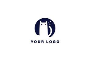 gatto e Luna logo design modello vettore