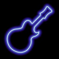 semplice silhouette di chitarra al neon blu su sfondo nero vettore