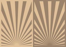 Vintage ▾ Marrone sunburst strisce manifesto impostare, modello con raggi centrato a il parte inferiore. retrò ispirato nero di seppia cartone animato verticale manifesti. vettore